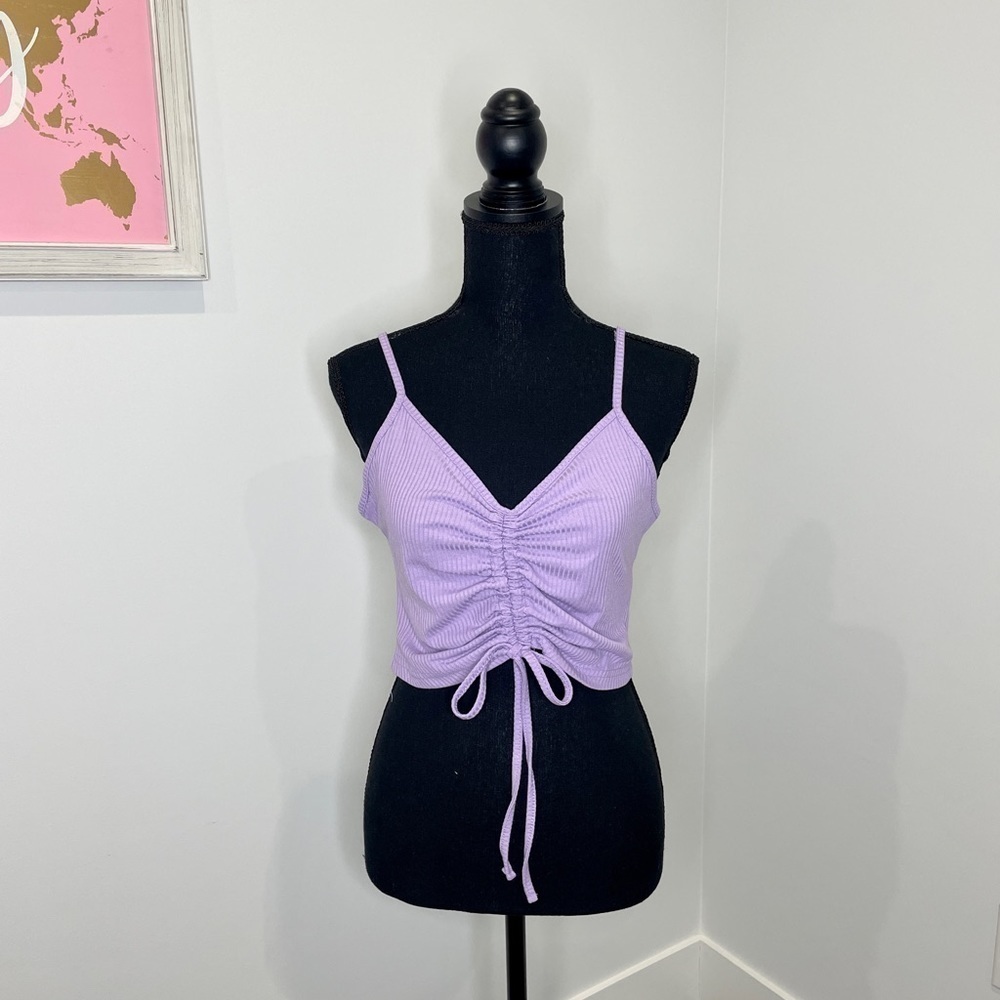 Romwe Purple Crop Front Cinch Tank Top